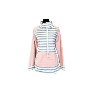 Ealey Cowl Neck Gray Pink Striped Pullover Sweater - Size XL